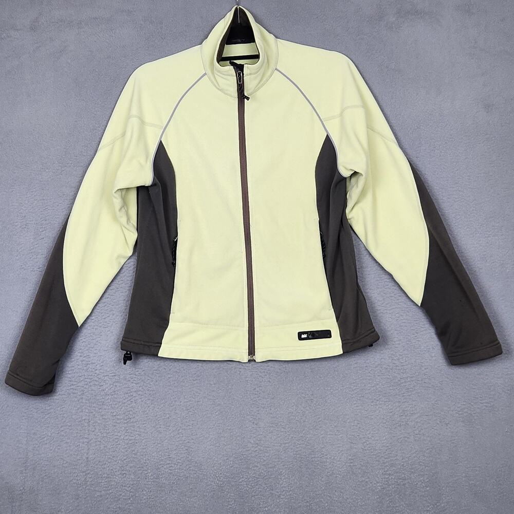REI Jacket Womens Medium Full Zip Fleece Outdoor Hiking Reflective Trim